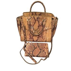 Michael Kors Embossed Python Snake Print Bag & Wallet Set